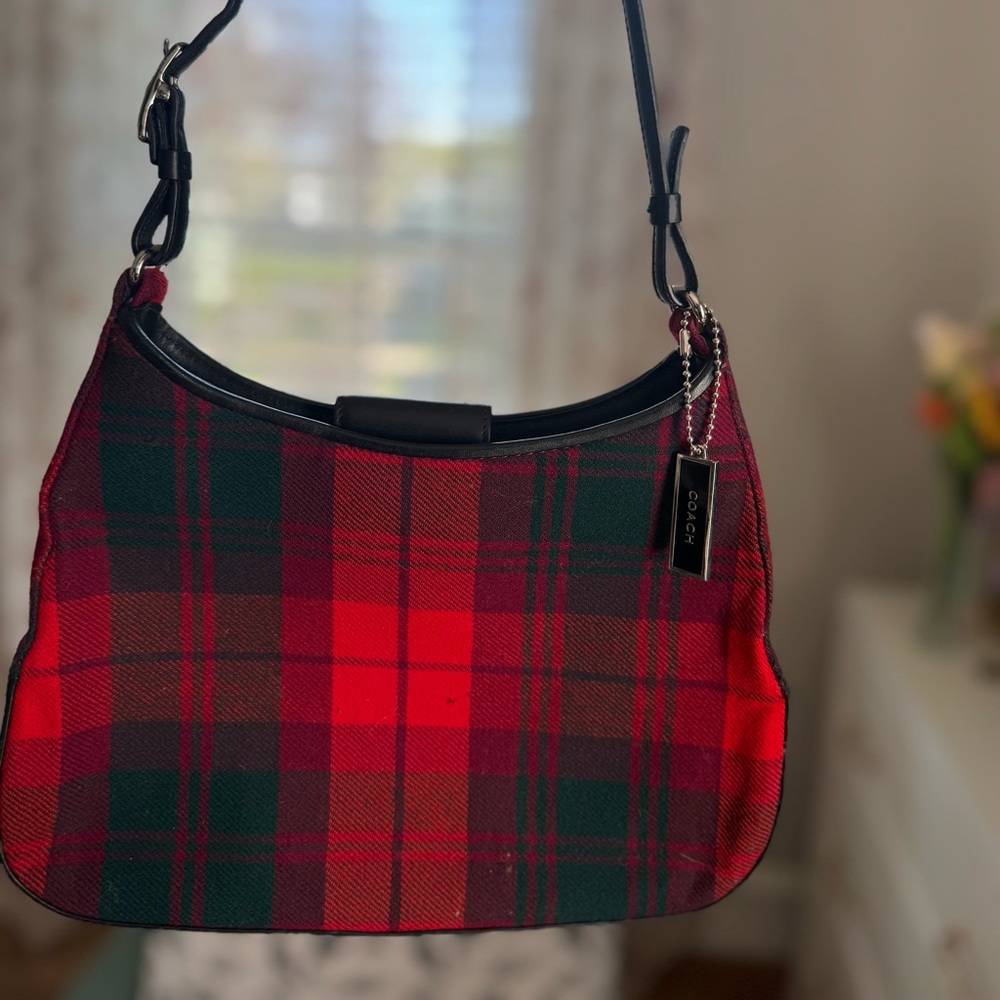 Coach Y2K Red and Black Plaid Purse